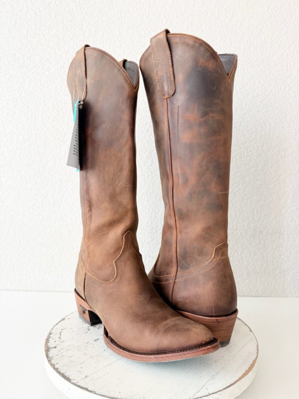 Lane PLAIN JANE Burnt Caramel Brown Cowboy Boots Western Cowgirl Mid Calf 9.5